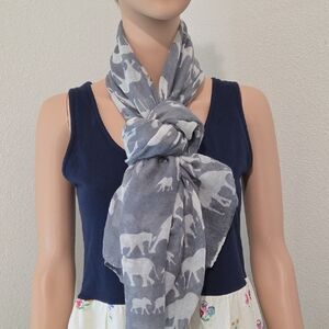 Gray Elephabt Print Scarf